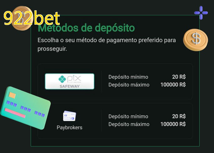 O cassino 922betbet oferece uma grande variedade de métodos de pagamento
